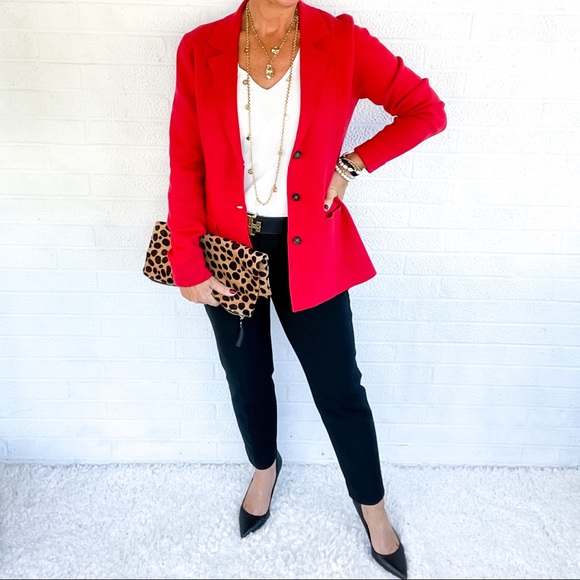 🍁👜 Banana Republic Red Sweater Blazer - S